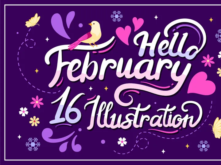 16 Hello February Month Illustration