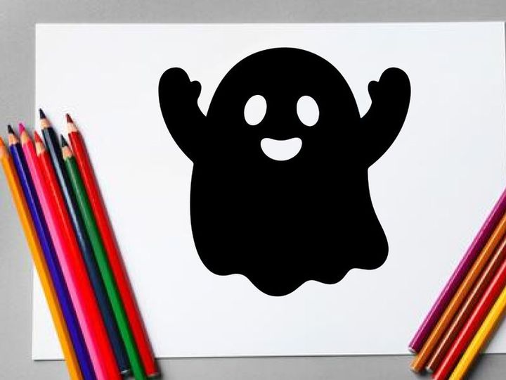 Cute Halloween Ghost Cartoon Character with Happy Expression