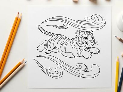 Tiger swimming in ocean waves vector illustration