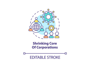 Shrinking core of corporations concept icon preview picture