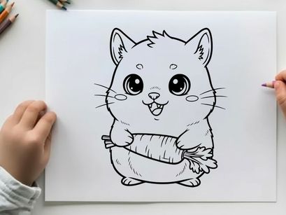 Cute white kitten holding fish vector illustration