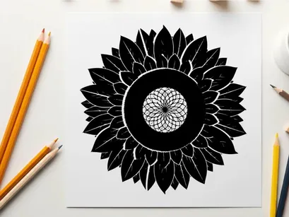 Silhouette einer Blume mit aufwendigem Blütenmuster