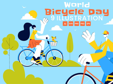 9 World Bicycle Day Illustration preview picture