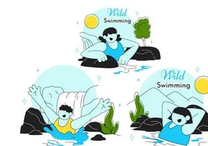 10 Wild Swimming Vector Illustration