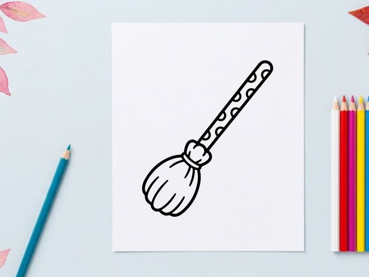 Hexenbesen-Symbol. Handgezeichnete Halloween-Zauberbesen-Illustration.