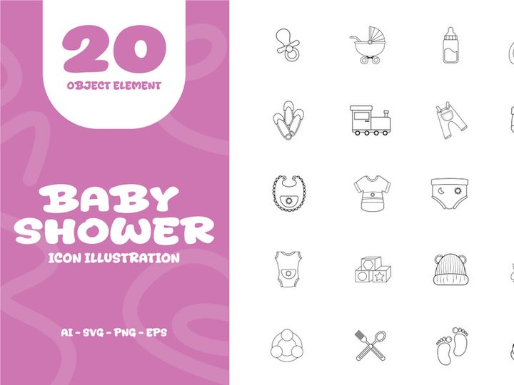 Baby Shower line Illustration