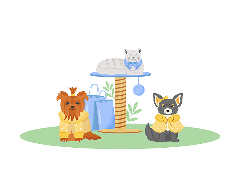 Pet fashion flat color vector character