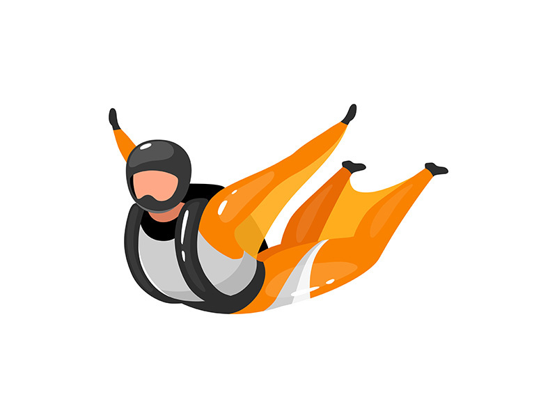 Wingsuit flying flat vector illustration
