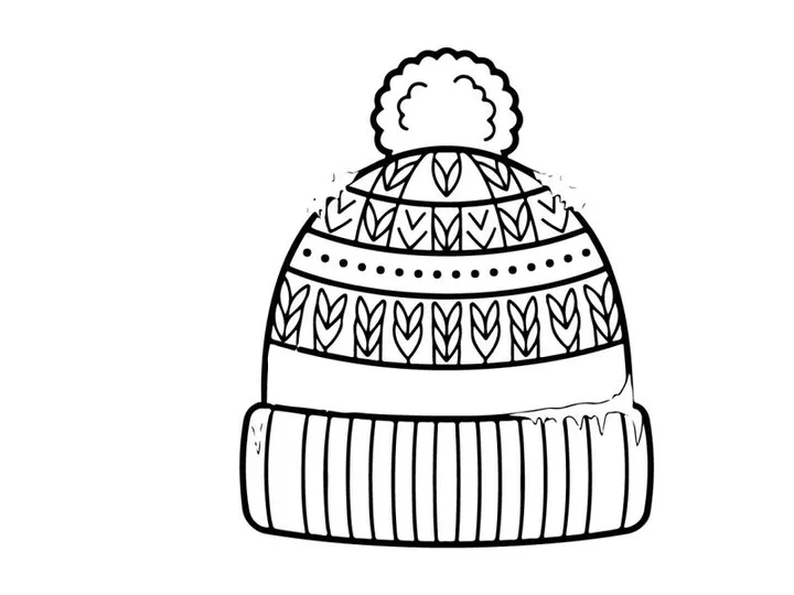 Hand-drawn Christmas knit hat with snowflake pattern for festive holiday season wear