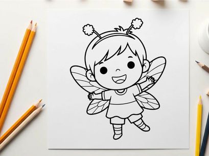 Cute baby fairy flying vector illustration flat design