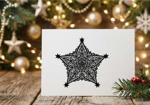 Intricate black lace Christmas star ornament for holiday decor