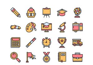School Set Icon Pack. Vector Design.