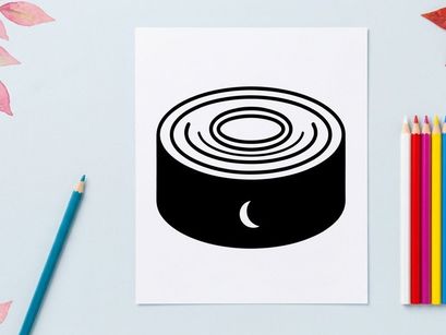 Roll of adhesive tape with orange and white stripes. Industrial sticky binding material for packaging and sealing applications.