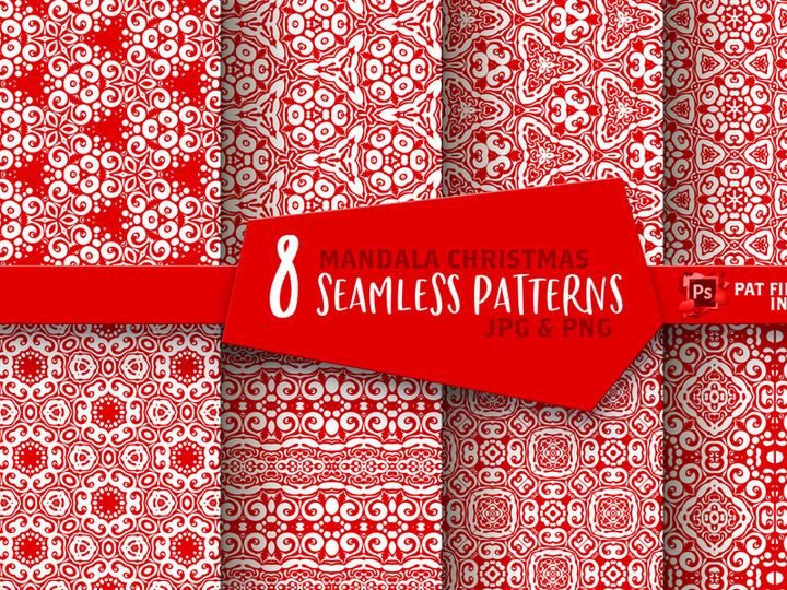 Mandala Christmas Seamless Patterns