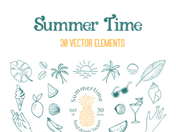 Summer Time beach elements icon set preview picture