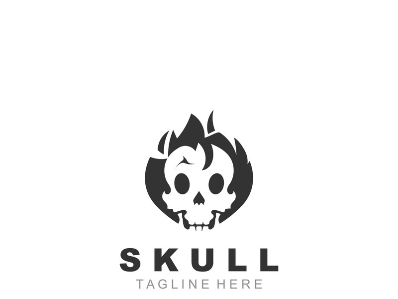 Skull skeleton logo vintage template idea on white background