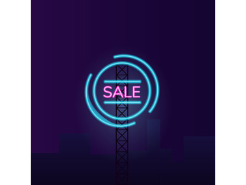 Night sale vector neon light board sign illustration preview picture