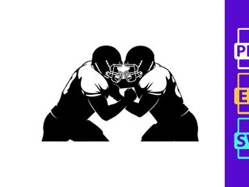 Two american football players colliding head to head in a game preview picture