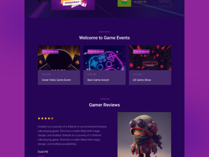 Gaming Website Landing Page Design