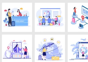 28 Travel Agency Around The World Vector Illustration