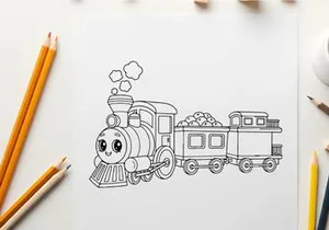 Cute cartoon train with smoke vector illustration flat design