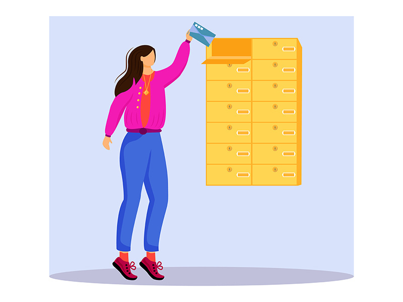 Woman receives letter flat color vector illustration