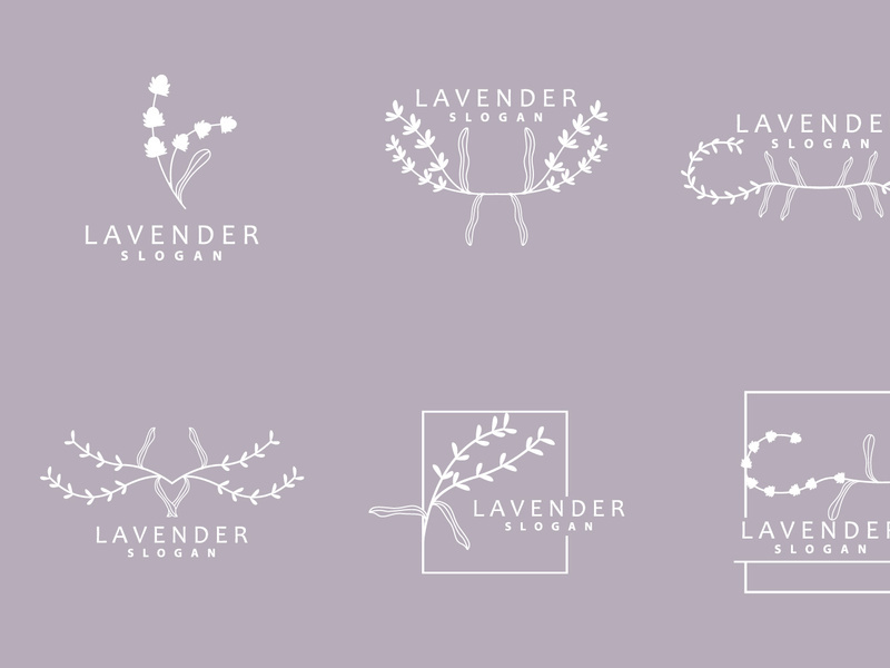 Lavender Logo Elegant Purple Flower Plant Illustration