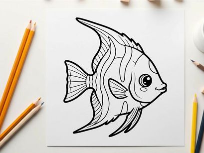 Angelfish swimming underwater vector illustration flat design