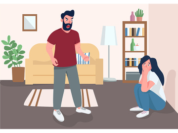 Family abuse flat color vector illustration preview picture