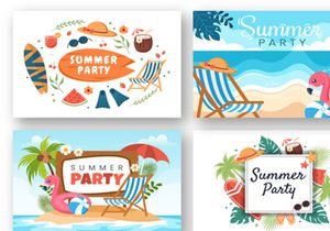18 Summer Party Cartoon illustration