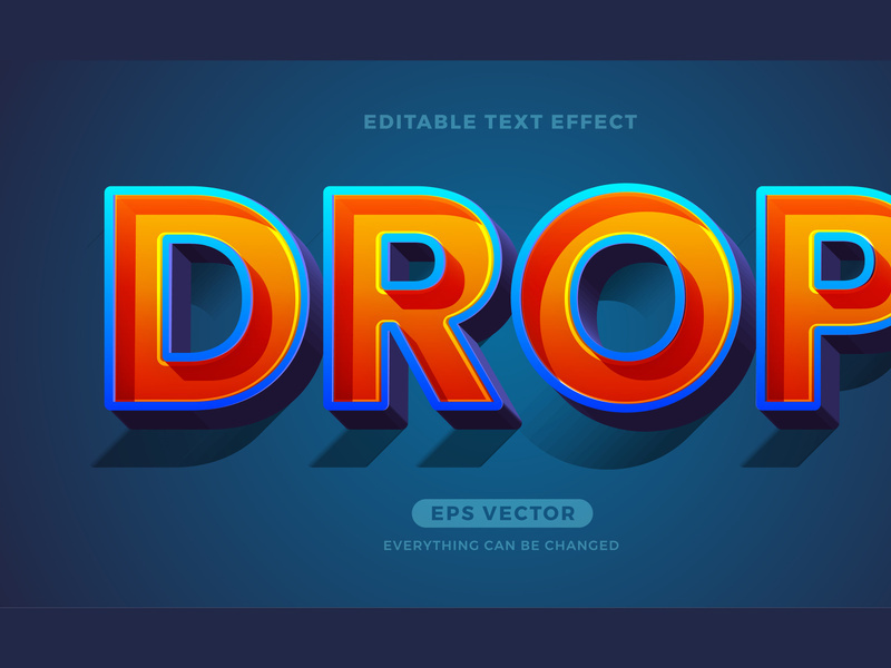 Drop editable text effect style vector