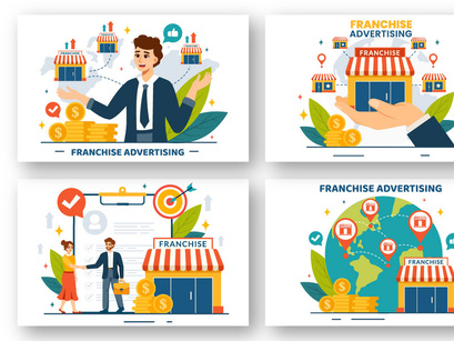 12 Franchise Advertising Business Illustration