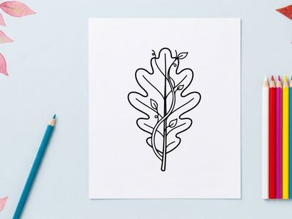 Minimalist line art of a leaf. Elegant botanical illustration for design projects.