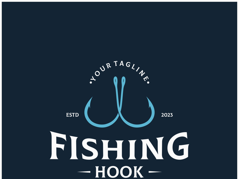 fishing hook logo design, fishing bait, fishing shop, tournament, angler, fishing community