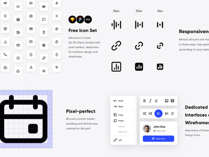 266 Free icons for UI and wireframing
