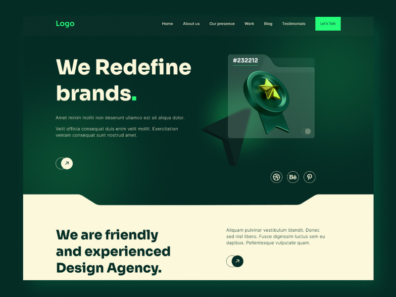 Design agency website hero banner