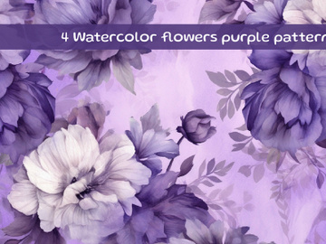 Watercolor flowers purple pattern preview picture