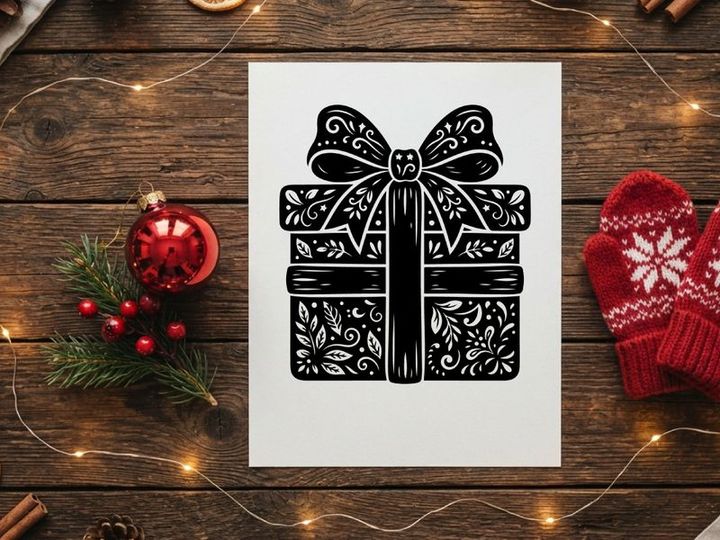 Decorative Christmas Gift Box with Bow for Holiday Celebrations