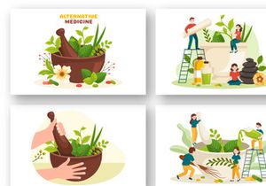 12 Alternative Medicine or Herbal Cure Illustration