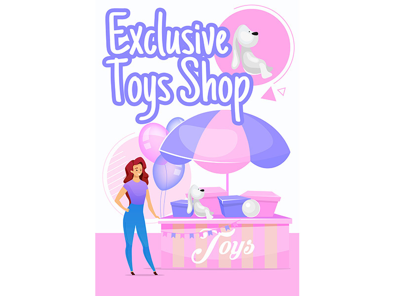 Exclusive toys shop poster vector template