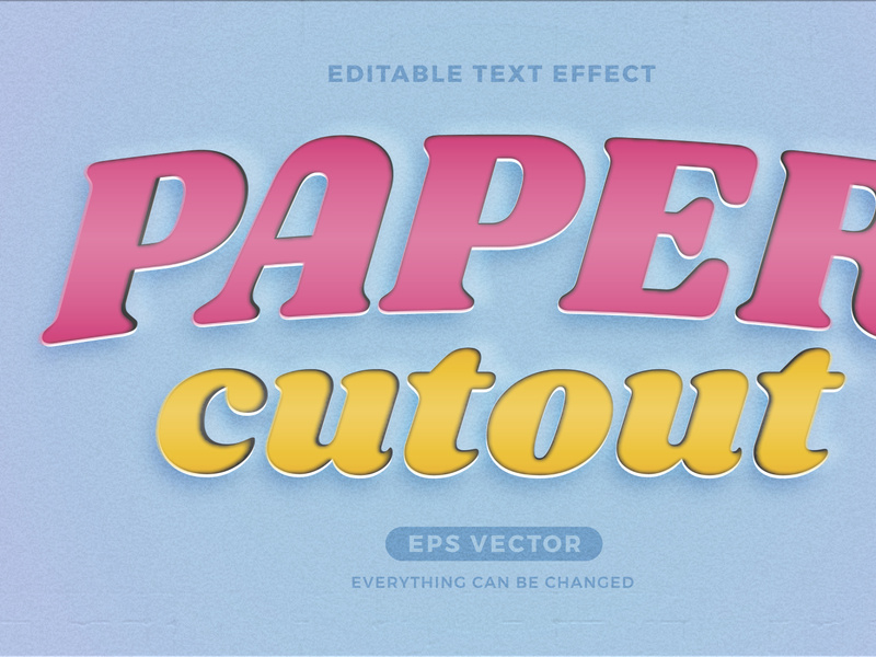 Paper Cutout editable text effect style vector