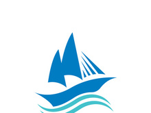 Sailboat boat on sea ocean wave with logo design simple ship