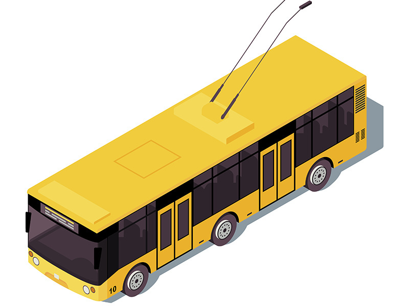 Trolleybus isometric color vector illustration