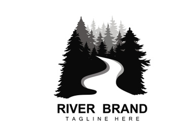 River Logo Design, River Creek Vector, Riverside Illustration With A Combination Of Mountains And Nature, Product Brand preview picture