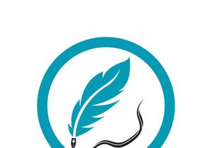 Feather quill design icon and logo illustration classic stationery