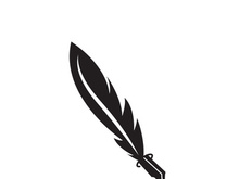 Feather quill design icon and logo illustration classic stationery