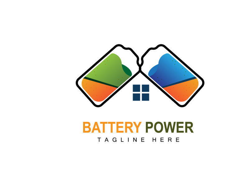 Battery Logo Design, Technology Charging Illustration, Company Brand Vector