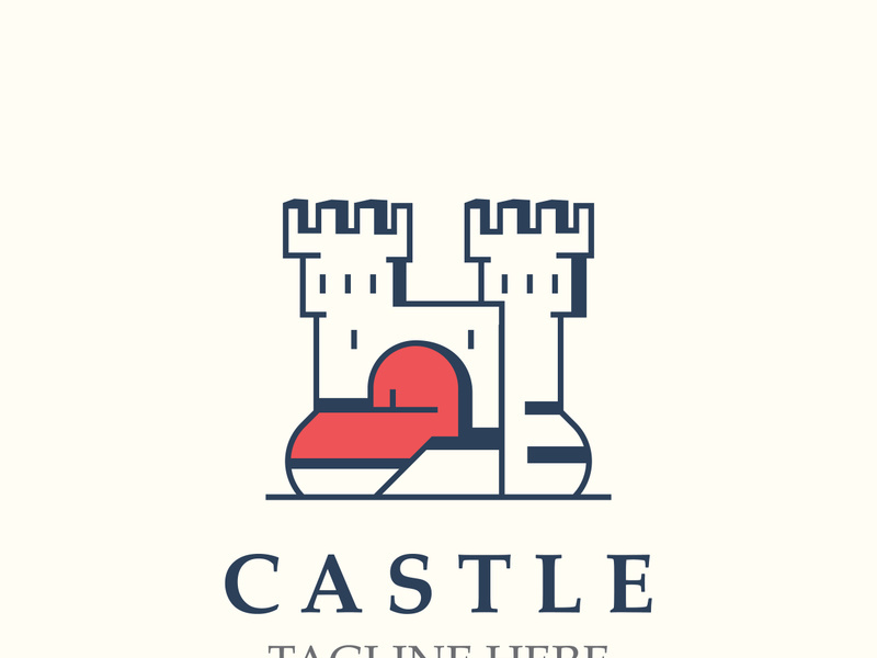 Castle kingdom logo graphic template design, Ancient castle vintage vector