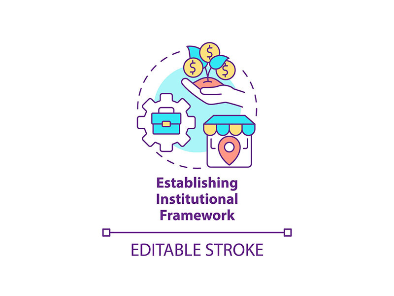 Establishing institutional framework concept icon