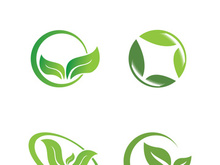 Logos of green tree leaf ecology nature element vector